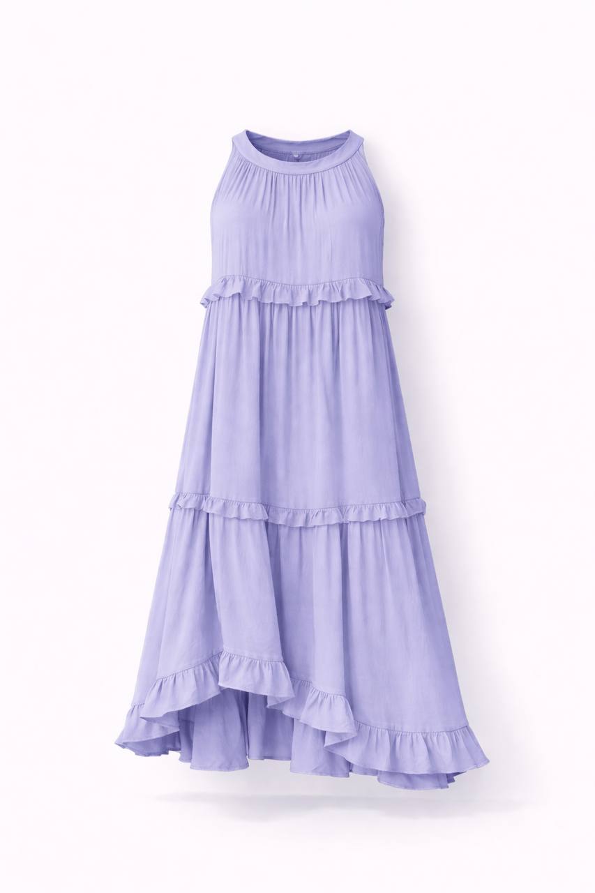 Sleeveless Tiered Maxi Dress – Ruffle Detail Flowy Long Dress