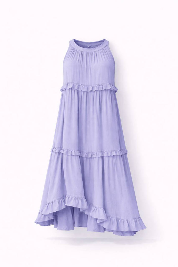 Sleeveless Tiered Maxi Dress – Ruffle Detail Flowy Long Dress