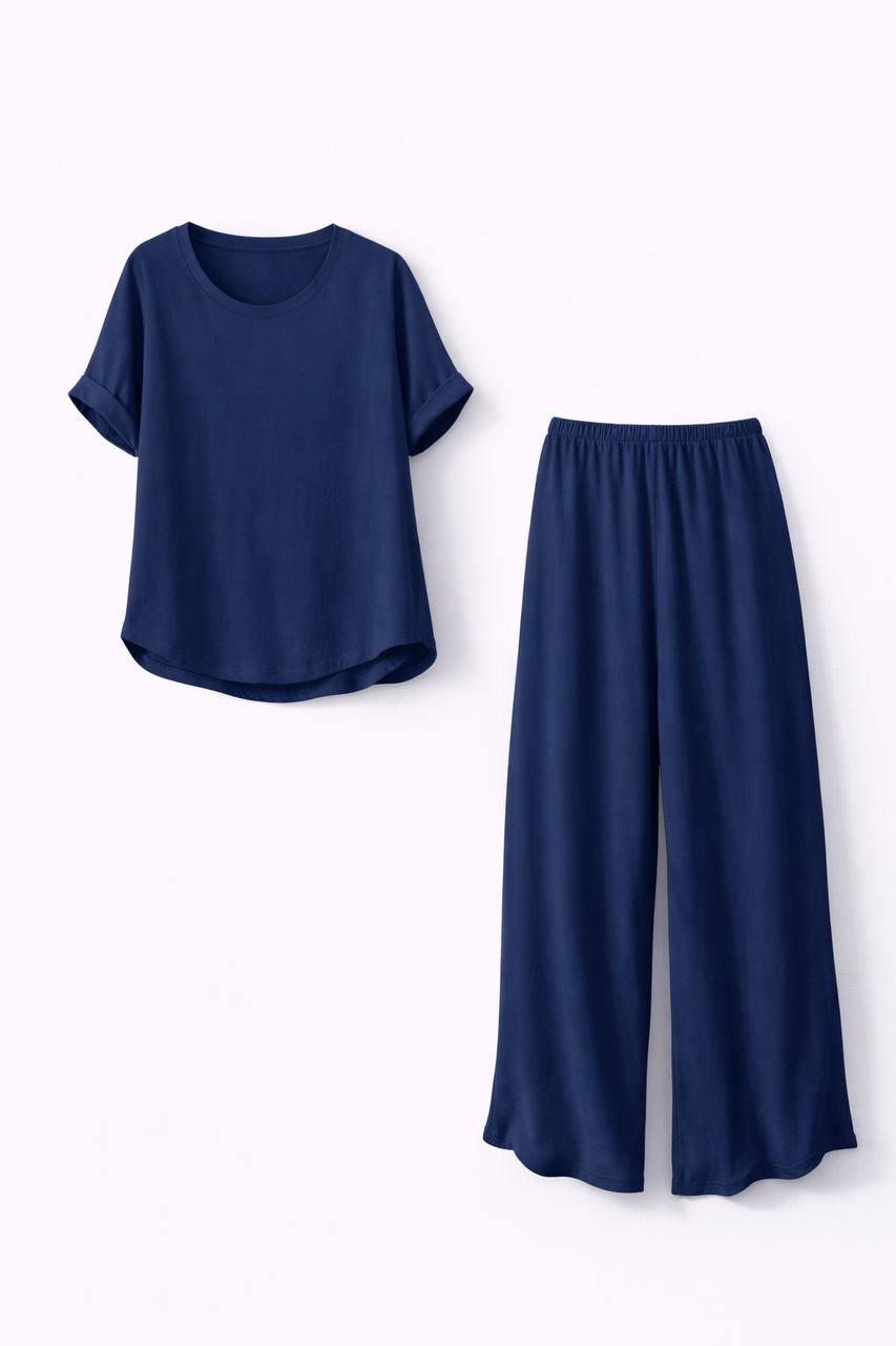 Lightweight Set – Short Sleeve Relaxed Top & Wide Leg Trousers
