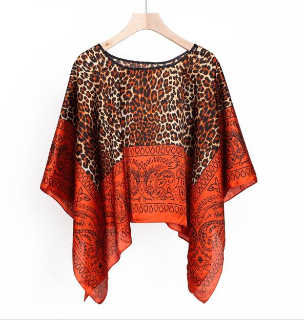 Floral Cape Blouse - Asymmetric Hem Detail