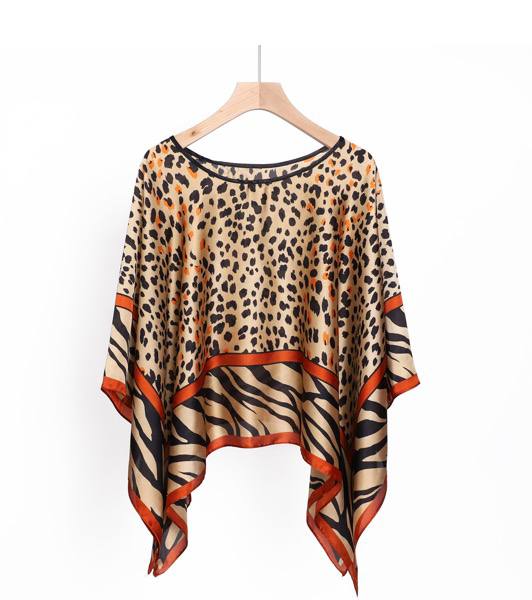 Floral Cape Blouse - Asymmetric Hem Detail