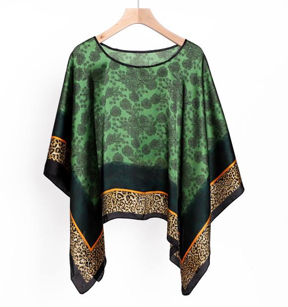 Floral Cape Blouse - Asymmetric Hem Detail