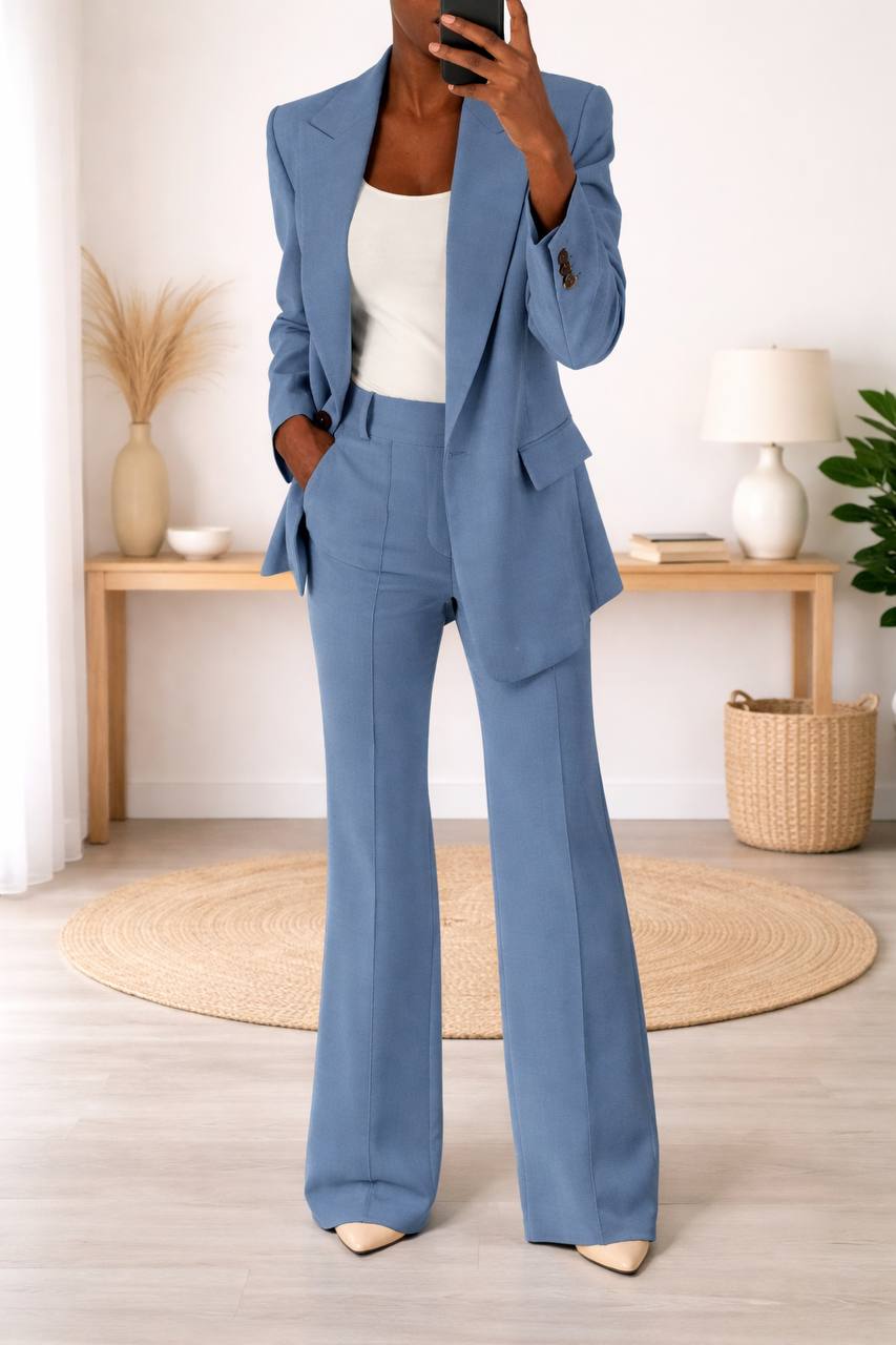 Suit Set – Blazer and Wide-Leg Trousers with Structured Fit
