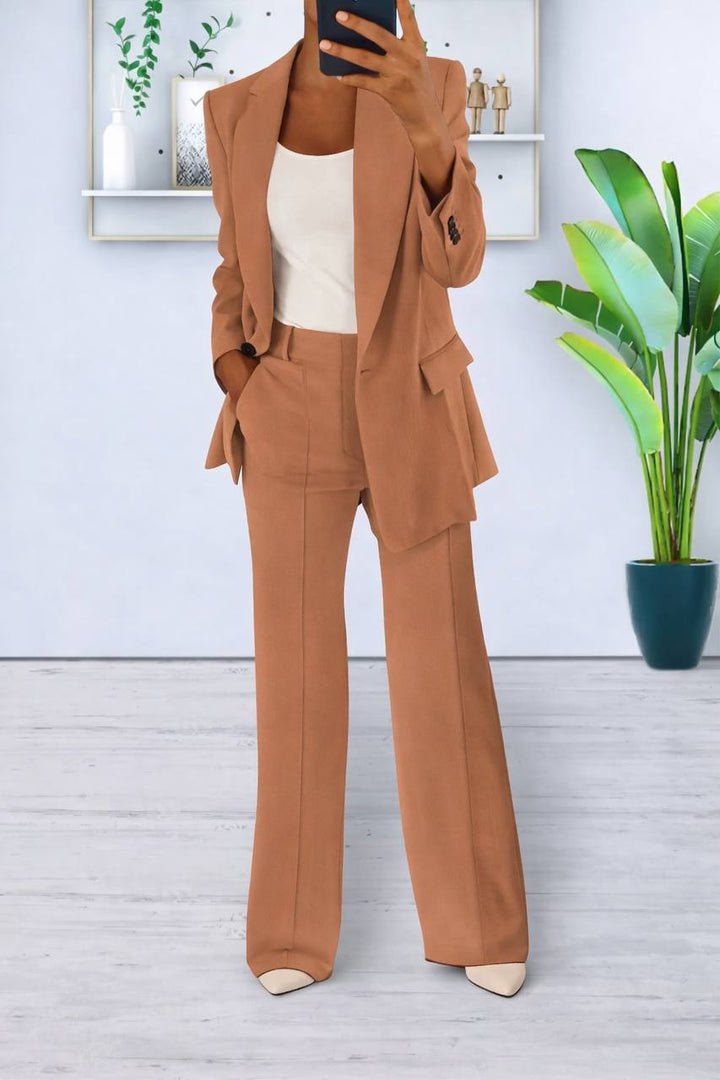 Suit Set – Blazer and Wide-Leg Trousers with Structured Fit