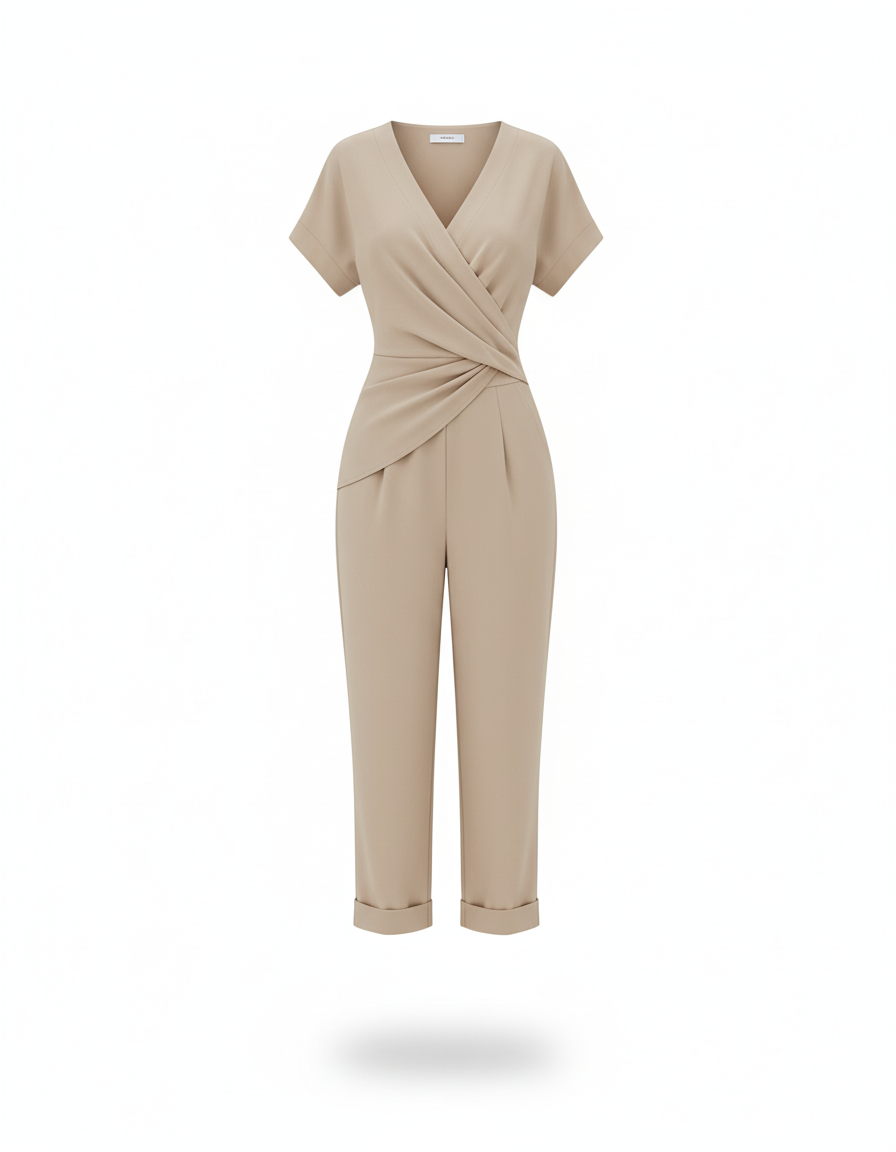 Wrap Front Set – Short Sleeve Shirt & Pants with Side Pockets