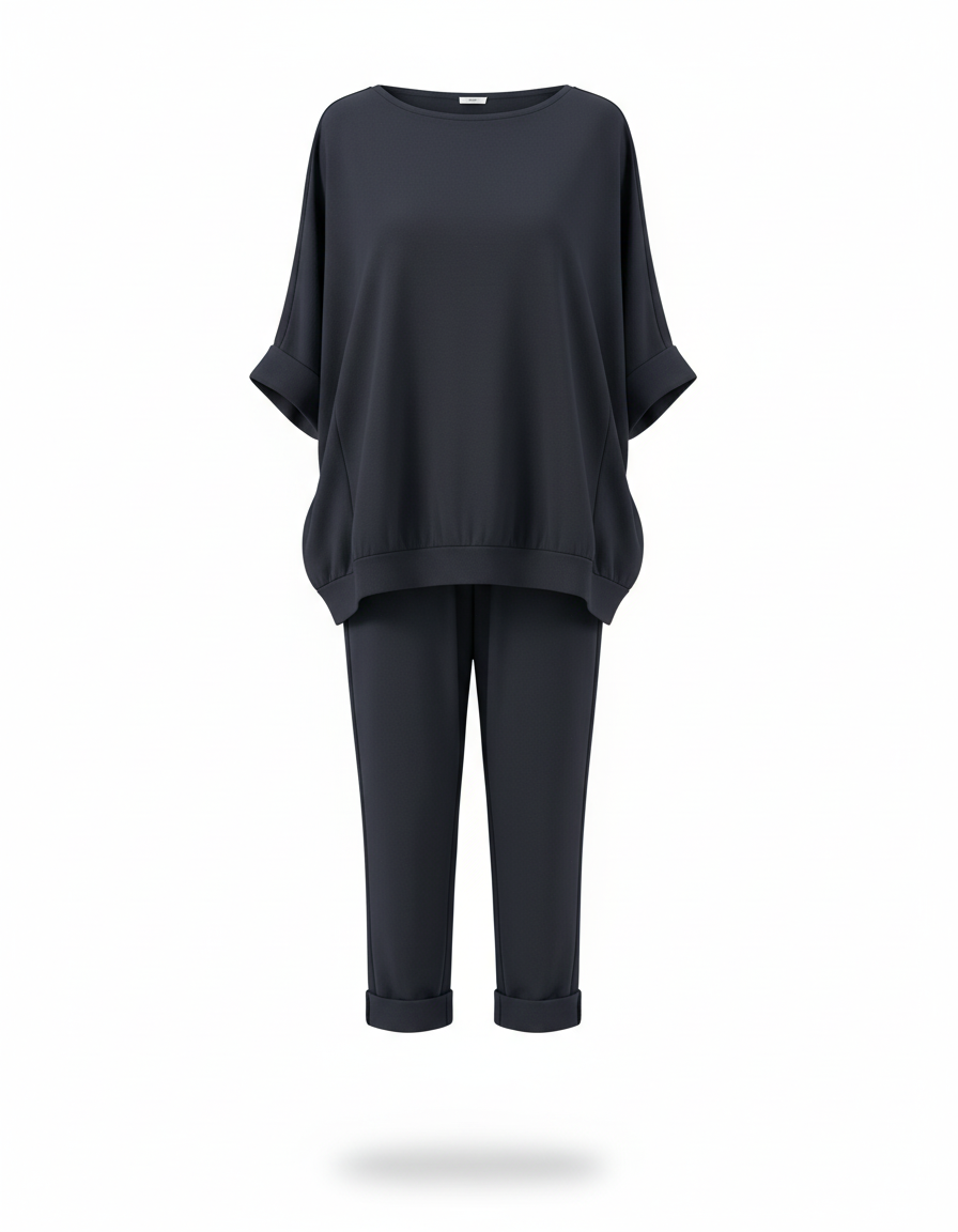 Oversized Sweatshirt & Jogger – Long Sleeve Top & Cropped Jogger Pants Co-Ord Set