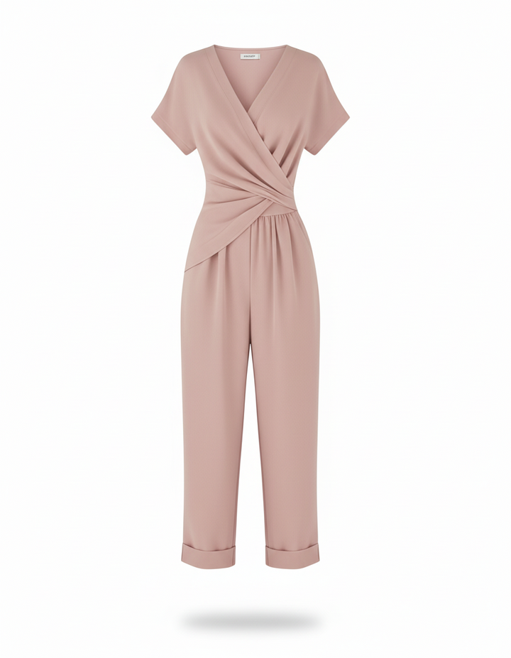 Wrap Front Set – Short Sleeve Shirt & Pants with Side Pockets