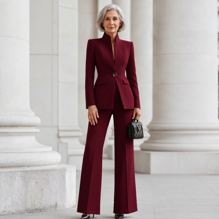 Women's Elegant Tailored Wide Leg Two-Piece Suit Set